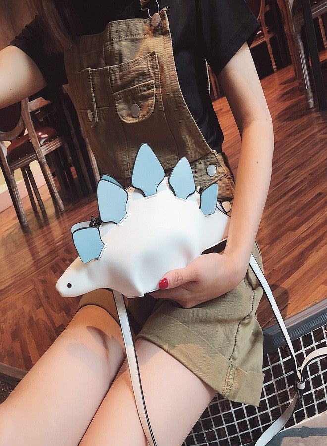 QiMing Dinosaur Shoulder Purses,PU Stegosaurus CrossBody Bag for Girl Women, White, Small - Image 2