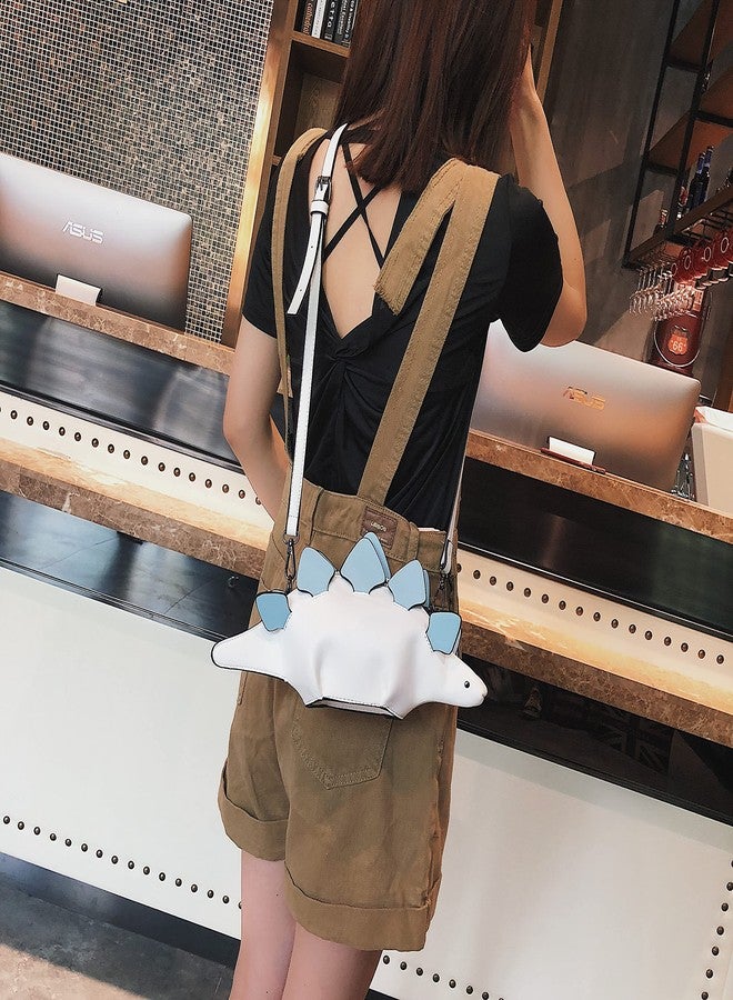QiMing Dinosaur Shoulder Purses,PU Stegosaurus CrossBody Bag for Girl Women, White, Small - Image 3
