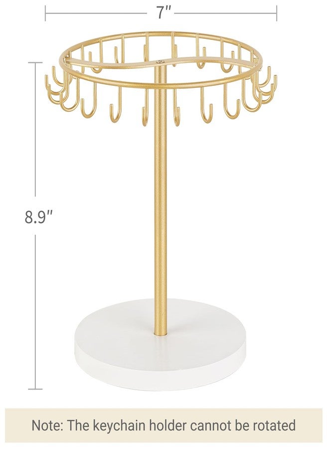 Dahey Keychain Display Stand for Vendor, Metal Bracelet Holder Organizer Hand Sanitizer Keychain Display with 22 Hooks Storage Keychains Bracelet for Study Desk Entryway Decor, Gold - Image 5