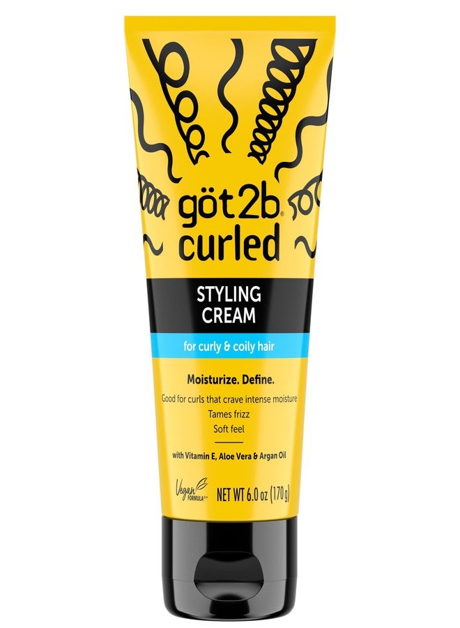 Got2b Curled Styling Cream, 6oz, for type 3-4, curly & coily hair, good for curls that crave intense moisture, tames frizz, soft feel - Image 1