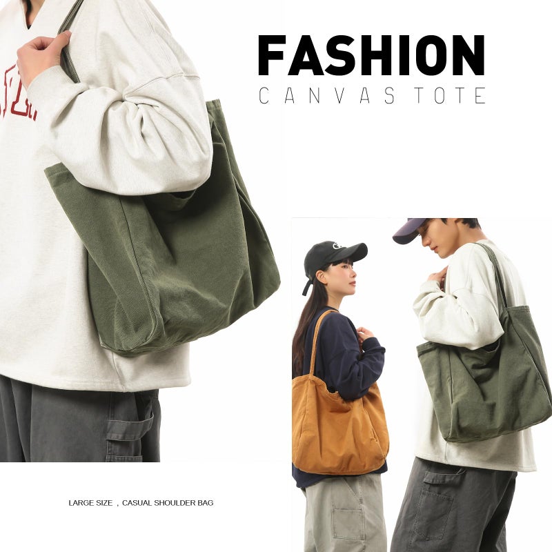 YAVCOOL Canvas Tote Bag for Women Large Hobo Shoulder Bag for Work Travel Casual Message Bag Tote Purse handbags - Image 3
