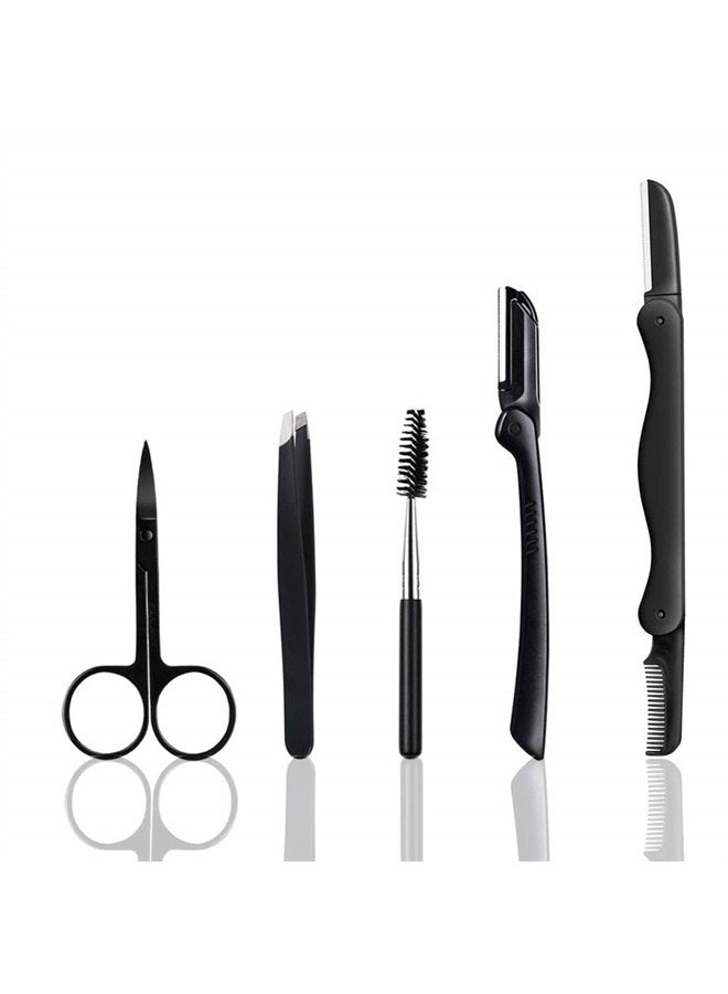 Summer Lemon Eyebrow Razor, 5 in 1 Eyebrow Kit, Professional Eyebrow Grooming Set, Eyebrow Trimmers Set for Women and Men, Including Brow Razors Trimmer, Brush, Eyebrow Scissors, Slant Tweezers - Image 1