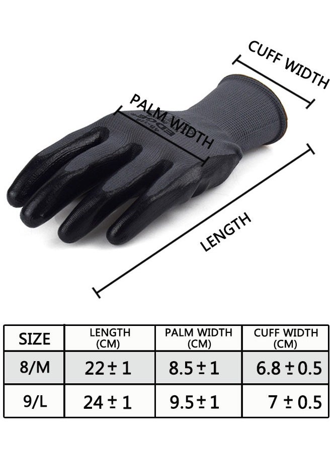 HAWAWA Safety Work Gloves 3 pairs, 48-128 MicroFoam Nitrile Coated, Gardening Gloves,Seamless Knit Polyester, Working Gloves with Grip For General Purpose, Construction, Yardwork, Medium  - Image 2