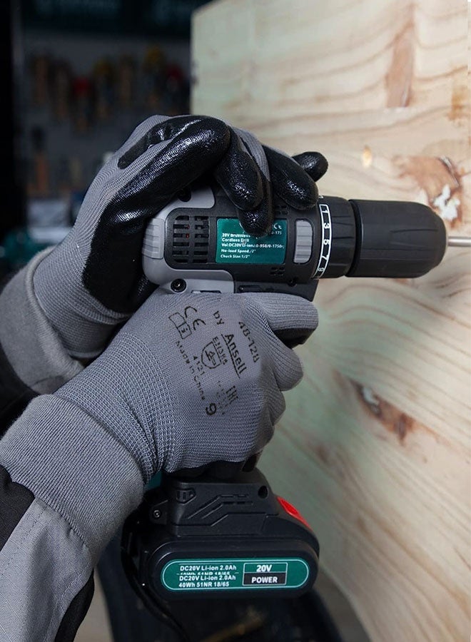 Safety Work Gloves 3 pairs, 48-128 MicroFoam Nitrile Coated, Gardening Gloves,Seamless Knit Polyester, Working Gloves with Grip For General Purpose, Construction, Yardwork, Medium - Image 4