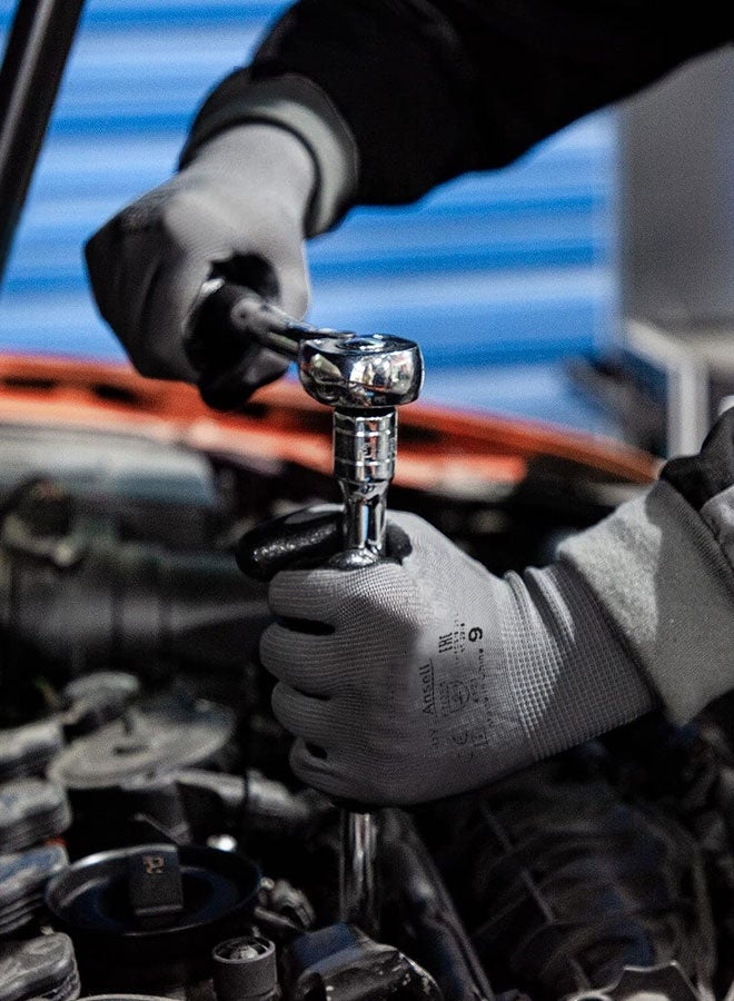 Safety Work Gloves 3 pairs, 48-128 MicroFoam Nitrile Coated, Gardening Gloves,Seamless Knit Polyester, Working Gloves with Grip For General Purpose, Construction, Yardwork, Medium - Image 5