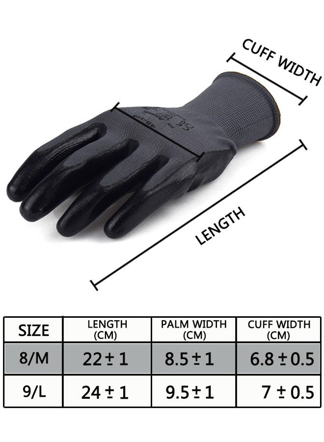 Safety Work Gloves 3 pairs, 48-128 MicroFoam Nitrile Coated, Gardening Gloves,Seamless Knit Polyester, Working Gloves with Grip For General Purpose, Construction, Yardwork, Medium - Image 2