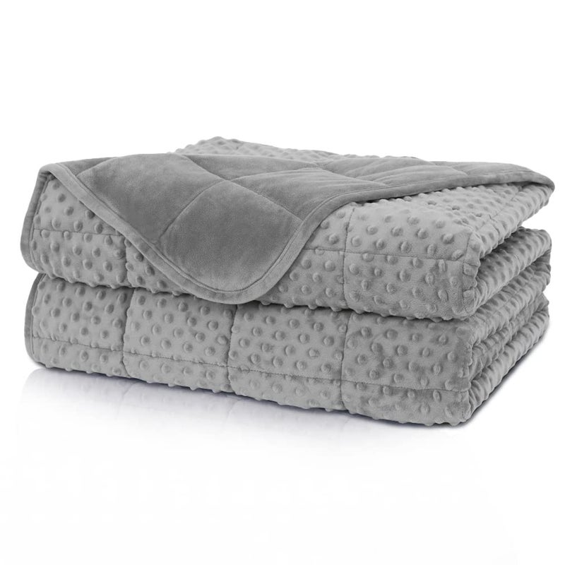 Huloo Sleep Weighted Blanket Queen 15lbs for Adult6080Gray Breathable Soft Minky Weighted Throw Blanket for All SeasonHeavy Blanket with Premium Glass Beads