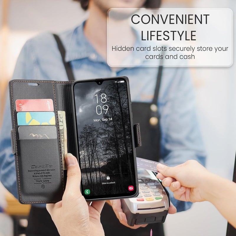 Rerzoiro Case for Samsung Galaxy A26 5G Case, Cover Premium PU Leather [RFID Blocking] Wallet Flip Folio Case with Card Holder and Magnetic Kickstand Cover for Samsung Galaxy A26, Black - Image 4