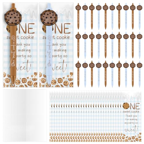 Sinload 30 Sets Milk and Cookies 1st Birthday Party Favors One Sweet Cookie Ballpoint Pens and Bookmarks One Year Old Birthday Supplies Decorations for Guests - Image 1