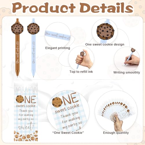 Sinload 30 Sets Milk and Cookies 1st Birthday Party Favors One Sweet Cookie Ballpoint Pens and Bookmarks One Year Old Birthday Supplies Decorations for Guests - Image 3