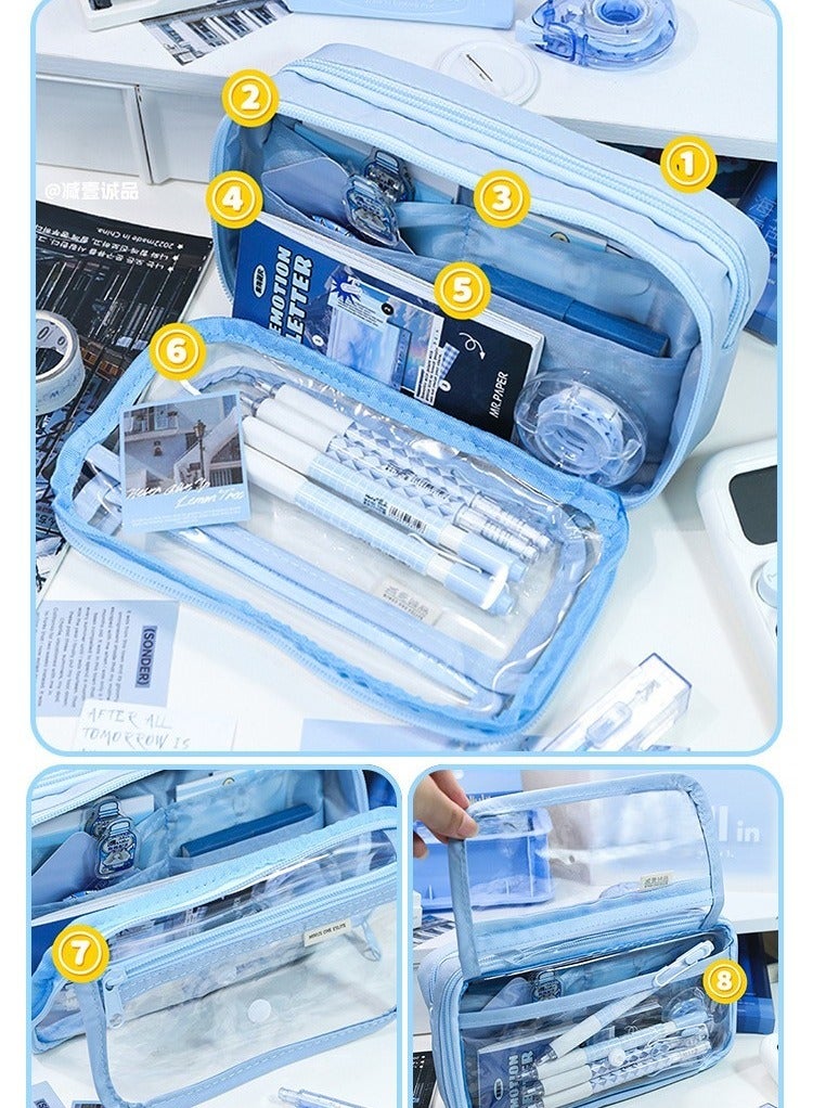 Loquat Transparent Large Capacity Pencil Case, High Aesthetic Value, Convenient Storage,21.5cm*13cm*7cm - Image 3