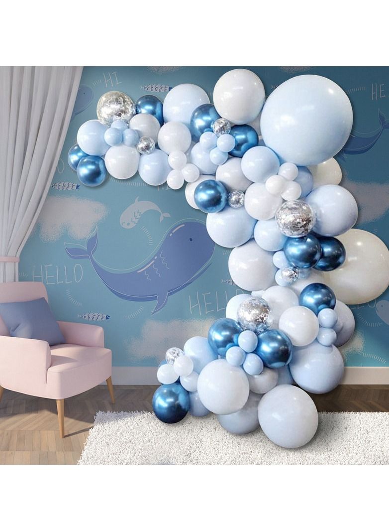 DUNISO 107pcs Blue Balloon Garland Arch Kit Metallic Pastel Blue White Latex Balloons Set For Baby Wedding Birthday Party Background Decorations - Image 2