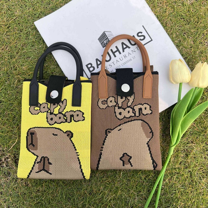 New Kapibala Knitted Mobile Phone Bag Fashion All-Match Cartoon Cute Shoulder Bag Hand Crossbody Bag - Image 3