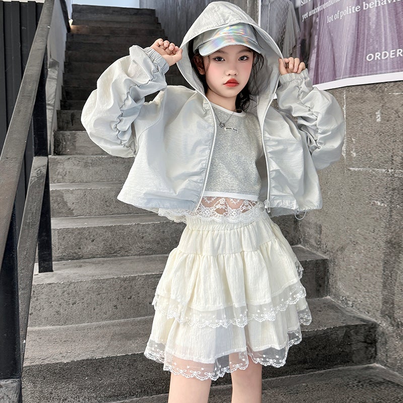 Girls' Sun Protection Clothing Summer Girl'S Big Boy'S Western Style Thin Hooded Jacket Children'S Summer Sun Protection Clothing - Image 5