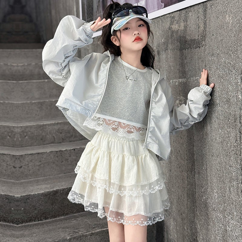 Girls' Sun Protection Clothing Summer Girl'S Big Boy'S Western Style Thin Hooded Jacket Children'S Summer Sun Protection Clothing - Image 1