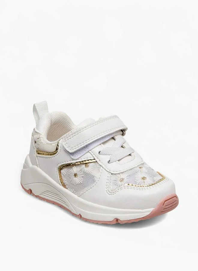 بيرفيت Girls Daisy Embroidered Hook & Loop Sneakers