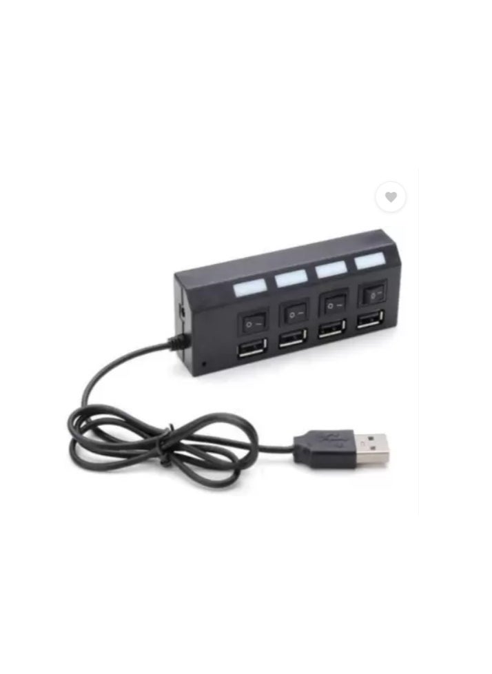 ماركة غير محددة موزع USB 3.0 فائق السرعة بأربعة منافذ مع مفاتيح، أسود  - Image 1