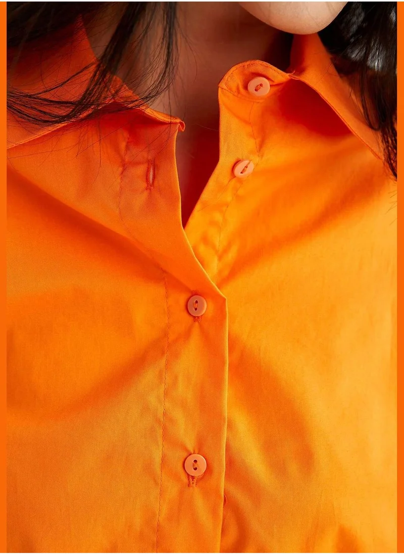 DeFacto Long Sleeve Ruched Crop Shirt
