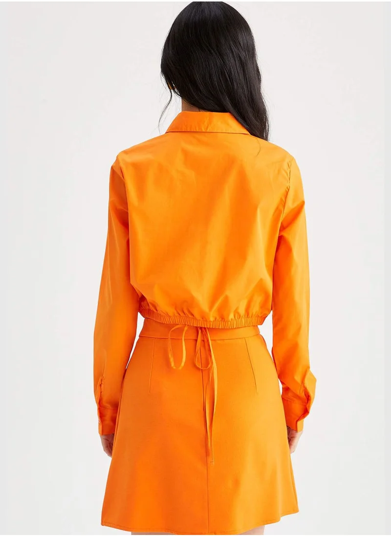 DeFacto Long Sleeve Ruched Crop Shirt
