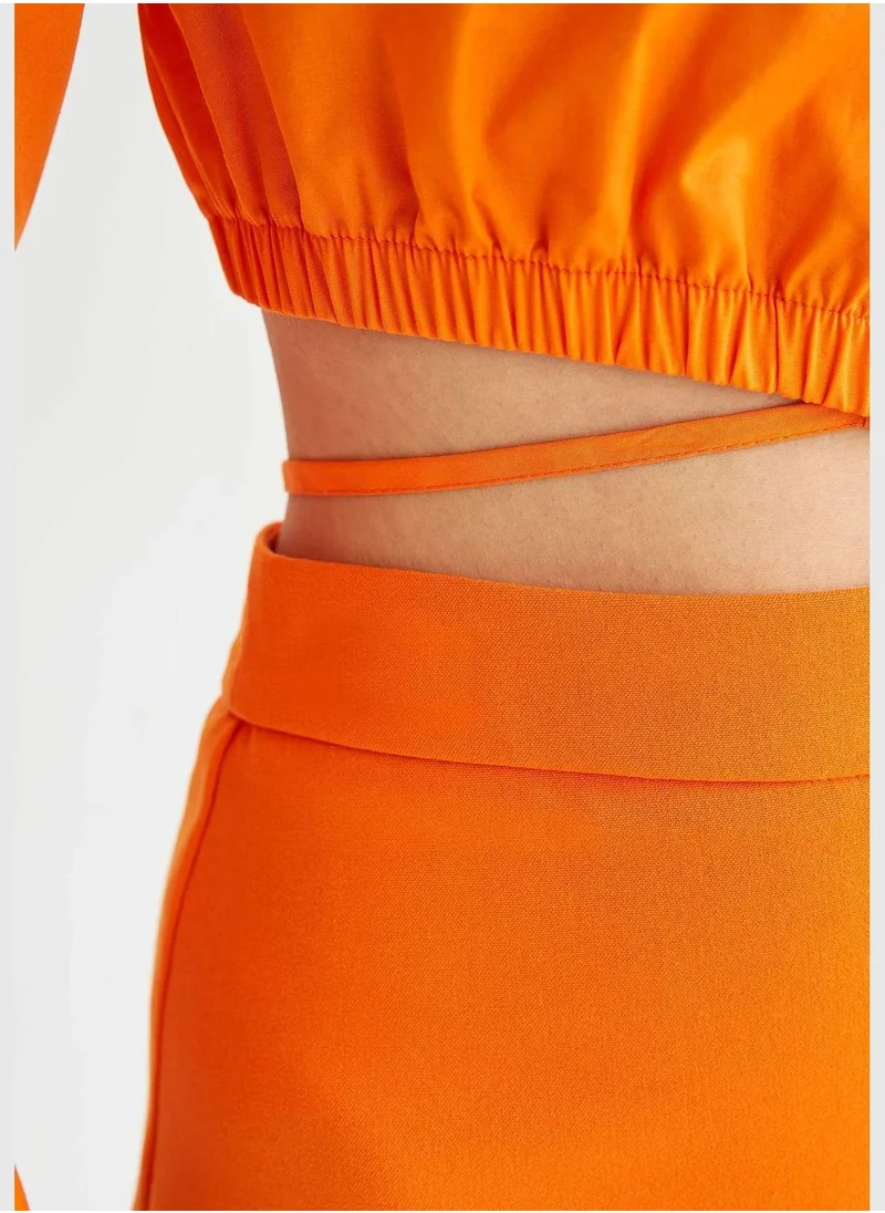 DeFacto Long Sleeve Ruched Crop Shirt