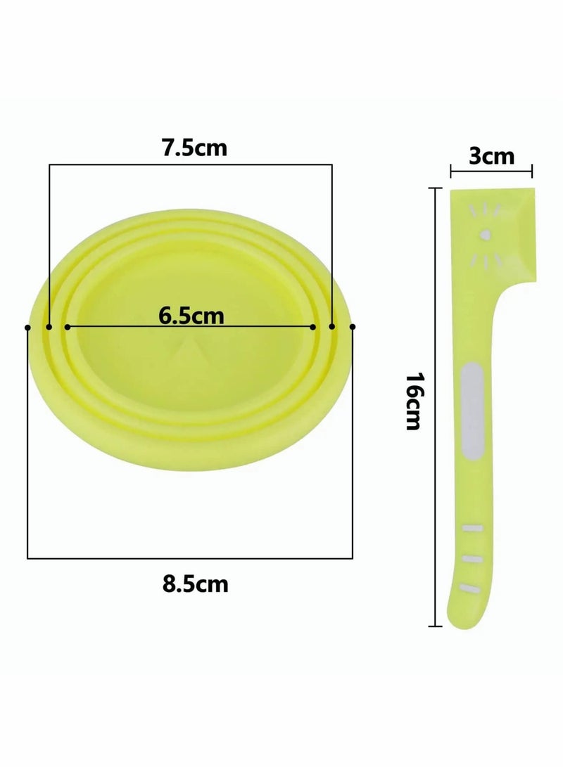 Zikra Dog Cat Can Covers and Spoons Set, Cute Cat Shaped Lids with Right Angle Spoons Universal 1 Fit 3 Size Can Lids Pet Food Can Tops,Green and Pink, 2 Pack - Image 5