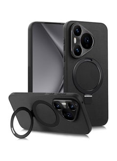 General Case Compatible with Leather Case for Huawei Pura 70 Pro, Magnetic Ring Holder Kickstand Protective Phone Cover Full Lens Protection,Seismic and Anti Drop Measures  - Image 1