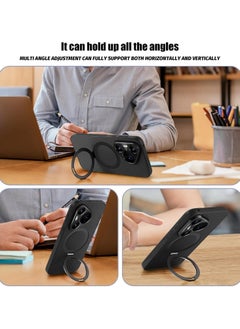 General Case Compatible with Leather Case for Huawei Pura 70 Pro, Magnetic Ring Holder Kickstand Protective Phone Cover Full Lens Protection,Seismic and Anti Drop Measures  - Image 3