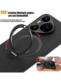 General Case Compatible with Leather Case for Huawei Pura 70 Pro, Magnetic Ring Holder Kickstand Protective Phone Cover Full Lens Protection,Seismic and Anti Drop Measures  - Image 4
