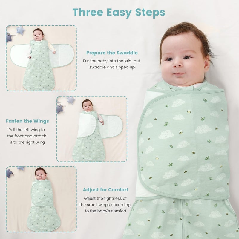 LILBESTIE Baby Swaddle Sleep Sack 10 Tog 3in1 Baby Wearable Blanket 100 Cotton Swaddle Blanket Wrap for Newborns 612 Months - Image 4