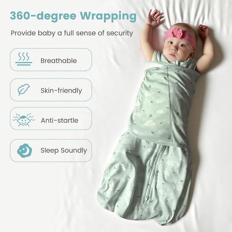 LILBESTIE Baby Swaddle Sleep Sack 10 Tog 3in1 Baby Wearable Blanket 100 Cotton Swaddle Blanket Wrap for Newborns 612 Months - Image 5