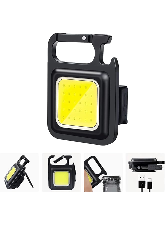 PROTON Mini Flashlight 800Lumens COB Bright Rechargeable Keychain Flashlights 4 Light Modes Portable Pocket Light with Folding Bracket Bottle Opener and Magnet Base for Camping Fishing Walking - Image 1