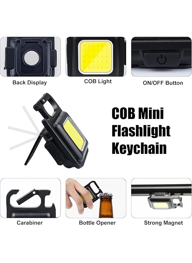 PROTON Mini Flashlight 800Lumens COB Bright Rechargeable Keychain Flashlights 4 Light Modes Portable Pocket Light with Folding Bracket Bottle Opener and Magnet Base for Camping Fishing Walking - Image 2
