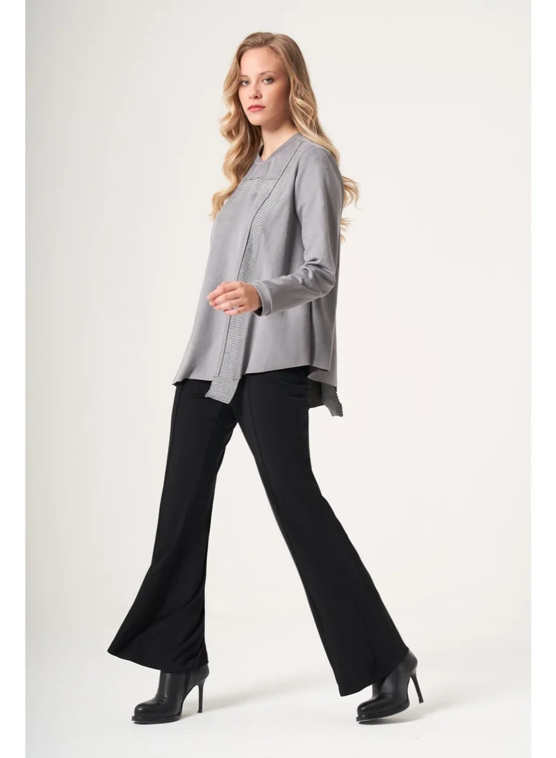 MissWhence  Asymmetric Suede Tunic - Grey for Women | Best Price UAE