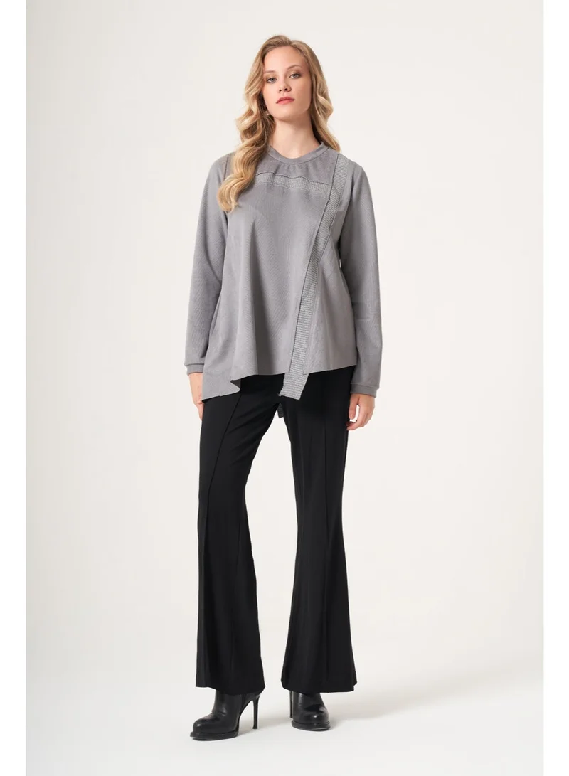 MissWhence  Asymmetric Suede Tunic - Grey for Women | Best Price UAE