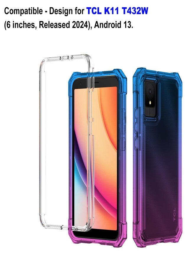 Ailiber Case for TCL K11, TCL T432W Phone Case with Screen Protector, Dual Layer Protection, Shockproof Corners TPU Bumper, Slim Silicone Cell Phone Cover for TCL K11-Blue Pink - Image 2