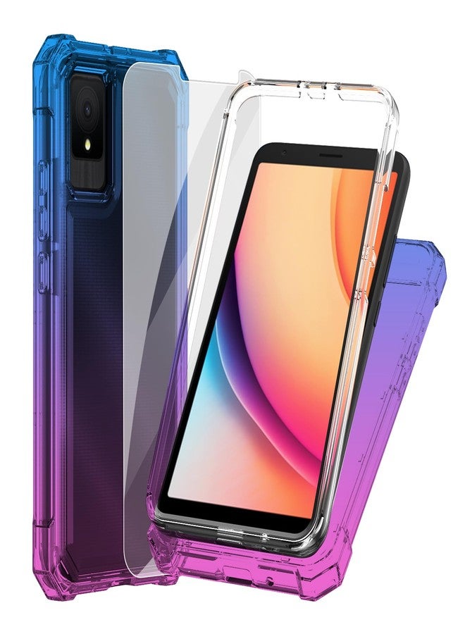 Ailiber Case for TCL K11, TCL T432W Phone Case with Screen Protector, Dual Layer Protection, Shockproof Corners TPU Bumper, Slim Silicone Cell Phone Cover for TCL K11-Blue Pink - Image 1