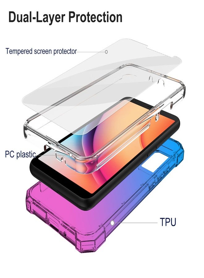 Ailiber Case for TCL K11, TCL T432W Phone Case with Screen Protector, Dual Layer Protection, Shockproof Corners TPU Bumper, Slim Silicone Cell Phone Cover for TCL K11-Blue Pink - Image 3