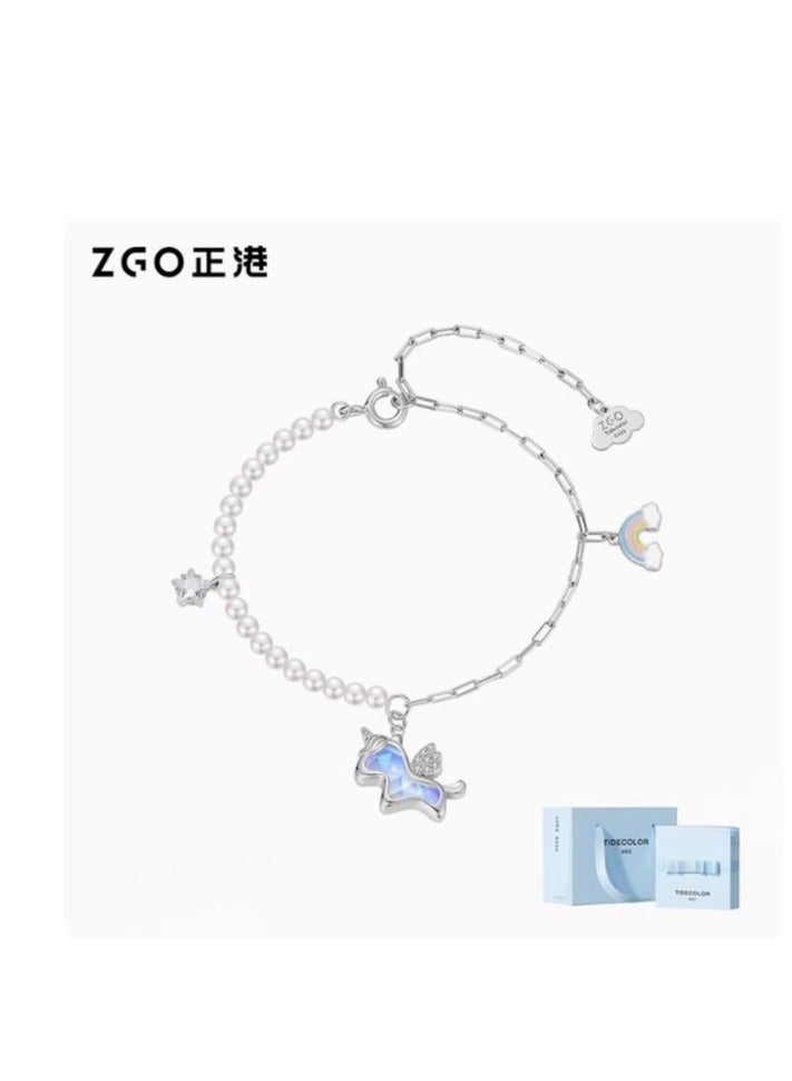 ZGO سوار نسائي من الفضة النقية ضوء فاخر فريد هدية عيد ميلاد لصديق - Image 1