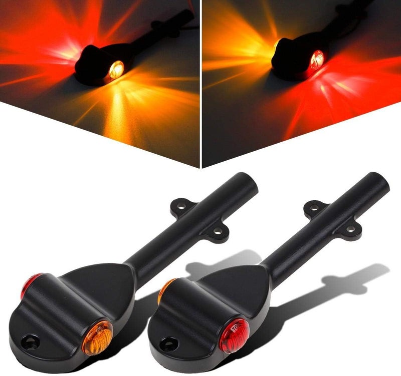 Partsam 2Pcs RED AMBER LED Trailer Fender Lights Bullet LED Clearance Marker Light Left Right Amber Front Red Rear, DOT Compliant - Image 1