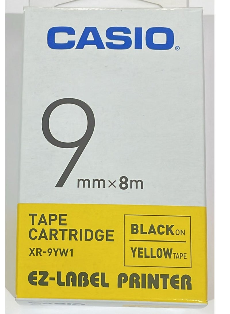 Casio tape cartridge black on yellow tape XR-9YW1