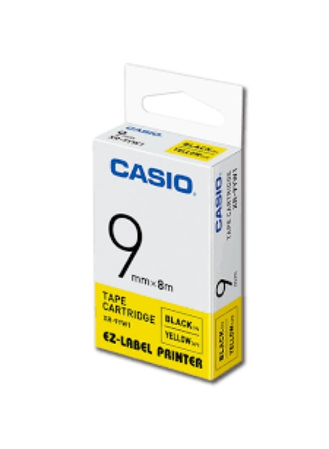 Casio tape cartridge black on yellow tape XR-9YW1 - Image 1