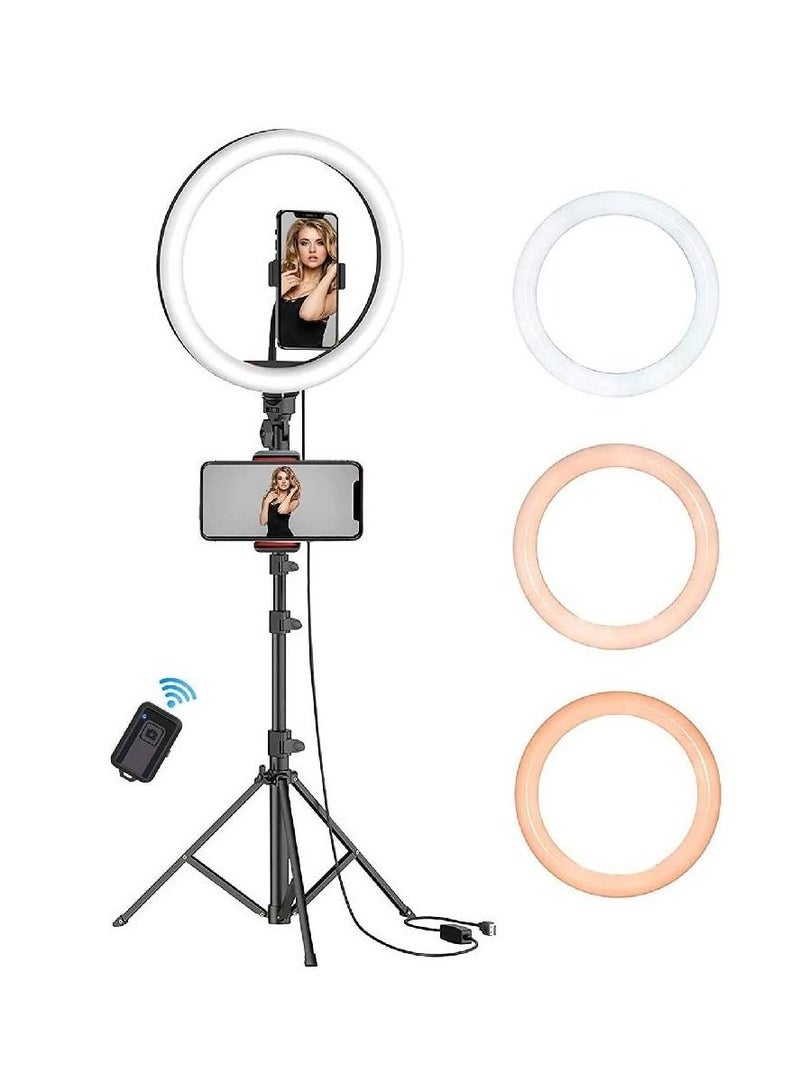 جينيكست ملء حلقة الضوء مع حامل قابل للتعديل مع حامل الهاتف LED Selfie أسود - Image 1