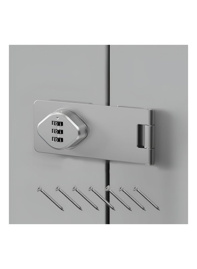 SYOSI Keyless Combination Lock, 3-Digit Combination Lock for Cabinet Doors – Twist Knob Hasp Latch Lock with Password Code – Zinc Alloy Cabinet Door Latch for Kitchen Drawers, Cabinets, Cupboard (Silver) - Image 1