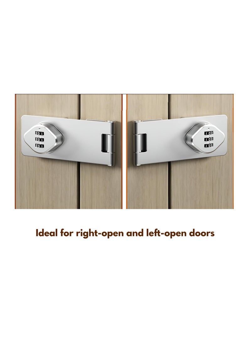 SYOSI Keyless Combination Lock, 3-Digit Combination Lock for Cabinet Doors – Twist Knob Hasp Latch Lock with Password Code – Zinc Alloy Cabinet Door Latch for Kitchen Drawers, Cabinets, Cupboard (Silver) - Image 5