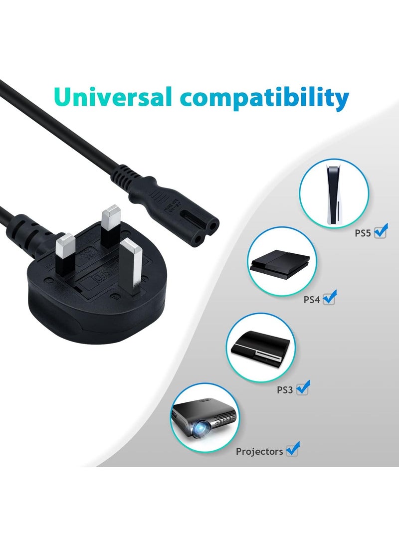 GUDOO كابل طاقة 3M UK (IEC320C7 إلى BS 1363) سلك طاقة C7 Figure 8، كابل طاقة PS4، سلك Kettle/سلك طاقة متوافق مع Samsung LG Philips Toshiba TV/Printer/PS4/PS3/PS5 - Image 3