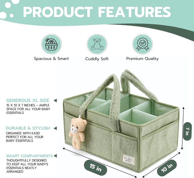 PeraBella Baby Diaper Caddy Organizer - Lily Green - Image 5