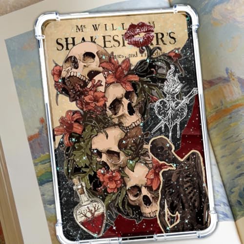 Rngmsi Insert Cardstock for Clear Case - 12Pcs Dark Romance Cardstock Inserts Compatible with Kindle Paperwhite 11th-12th, 50Pcs Skull Rose Stickers for E-Reader Clear Back Cover Accessories - Image 5