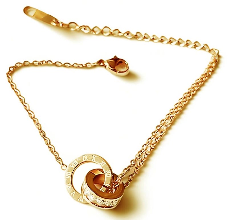 KevKev Elegant Goldtone 18K Adjustable Roman numerals Bracelet with Cubic Zirconia - Timeless Love and Beauty Accessory - Image 1