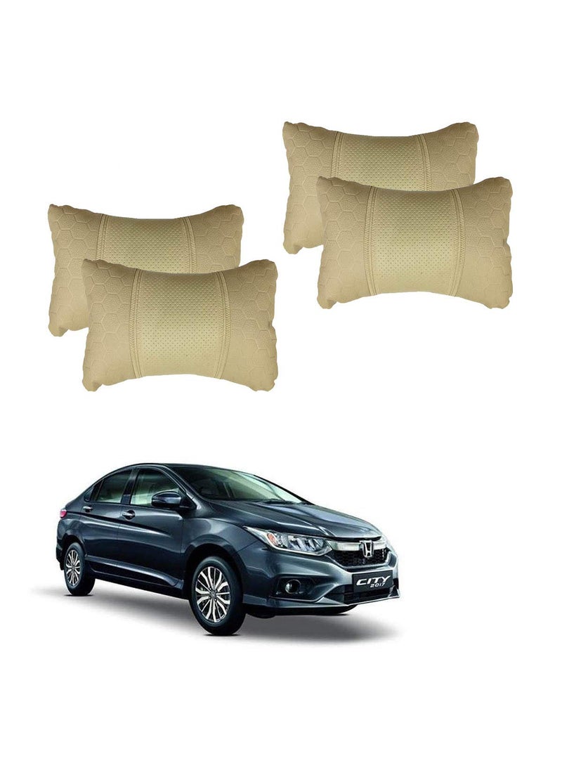 Adroitz Adroitz Beige Universal Neck Rest Pillow Faux Leather Material in Football Design for All Car Pair of 2_445  - Image 1