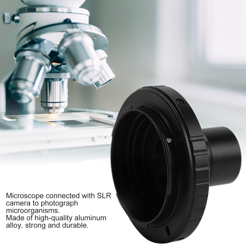 Zyyini Microscope Lens Adapter, Aluminium Alloy Black 23.2mm T-Mount Microscope to for SLR Camera Biological Microscope Adapter Ring Record The Beauty in The Micro World - Image 4